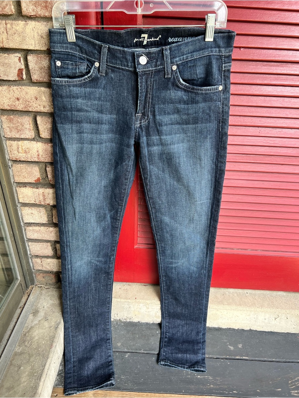7 For All Mankind Roxannne Dark Wash Skinny Jeans Size 28